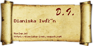 Dianiska Iván névjegykártya