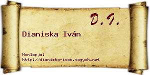 Dianiska Iván névjegykártya